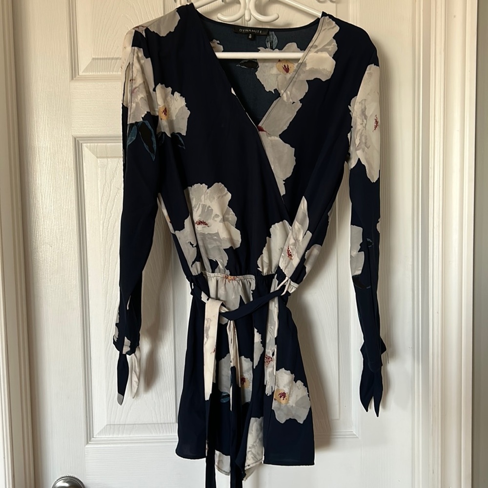 Navy floral romper